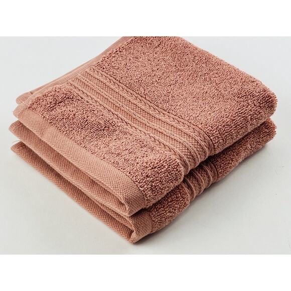 2 Brooks Brothers Turkish Wash Cloths Orange Peach Pink Color Zero Twist Cotton - Picture 9 of 10